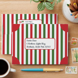 Mellow Snowmen - Xmas red white green stripes. Envelope