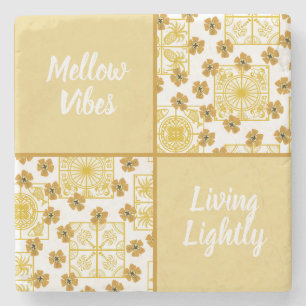 Mellow vibes living lightly summer theme stone coaster