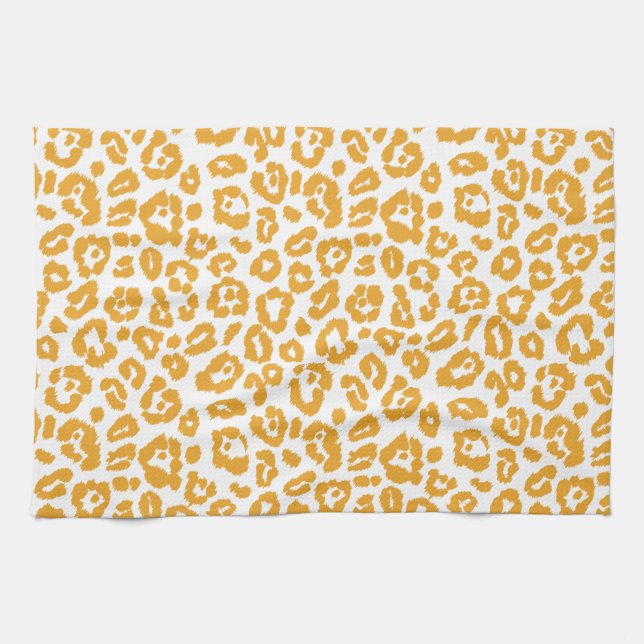 Mellow Yellow Leopard Pattern Tea Towel (Horizontal)