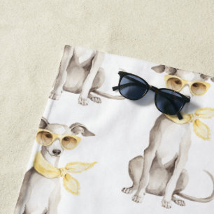 Mellow Yellow Scarf White Dog Beach Towel