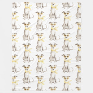 Mellow Yellow Scarf White Dog Birthday Fleece Blanket