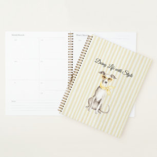 Mellow Yellow Scarf White Dog Stripes Planner