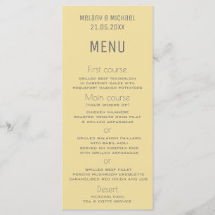 Mellow yellow simple minimalist trendy elegant menu