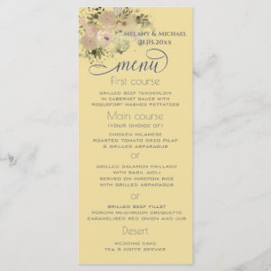 Mellow yellow watercolor boho floral trendy menu