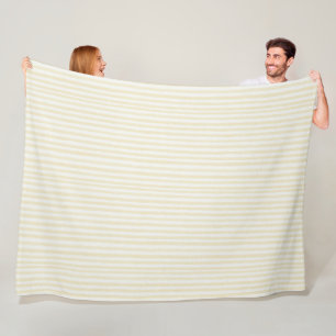 Mellow Yellow White Stripes Fleece Blanket