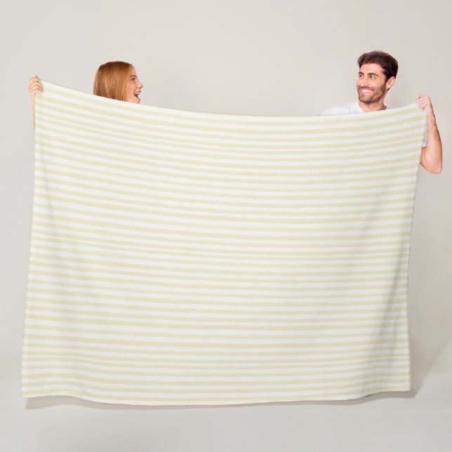 Mellow Yellow White Stripes   Fleece Blanket (In Situ)