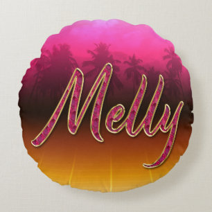 Melly Vorname Name golden pink Kissen Round Cushion