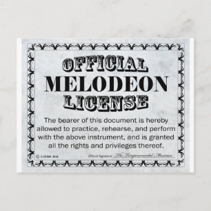 Melodeon License Postcard