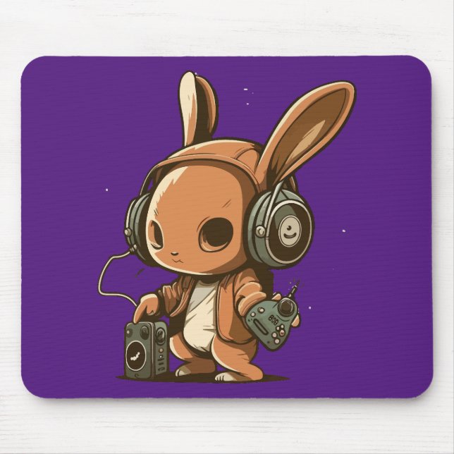 Melodic Bunny: A Musical Journey Mouse Pad (Front)