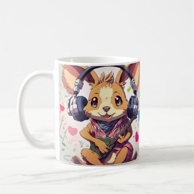 "Melodic Marsupial: Cute Kangaroo Music Lover Mug" Coffee Mug (Left)