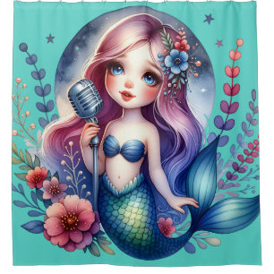 "Melodic Mermaid Serenade" Shower Curtain