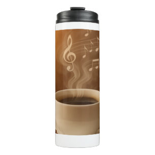 "Melodies in Steam: Musical Coffee Cup Art Mug"