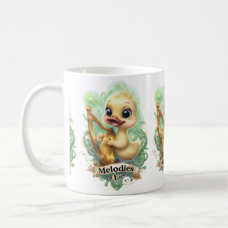 Melodies of the Éire" Kawaii Duck Playing a Harp Coffee Mug