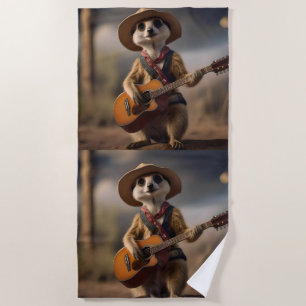 Melodies of the Savanna A Meerkat Guitar Serenade, Beach Towel