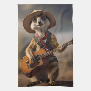 Melodies of the Savanna A Meerkat Guitar Serenade, Tea Towel