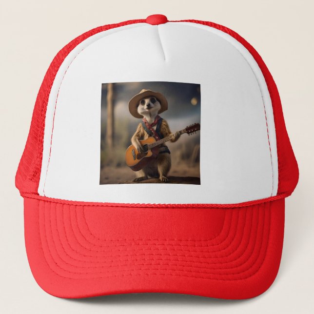 Melodies of the Savanna: Meerkat Guitar Serenade, Trucker Hat (Front)