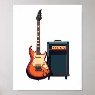 Melody electric guitar and amplifier  poster
