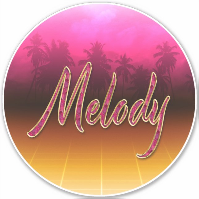 Melody First name golden pink sticker sticker (Front)