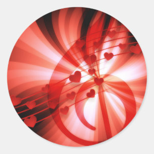 Melody Hearts Round Sticker
