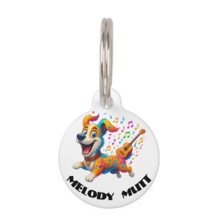 Melody Mutt" T-Shirt - Whimsical Musical Dog Desig Pet Tag