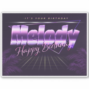 Melody Name First name lila retro Sticker Birthday