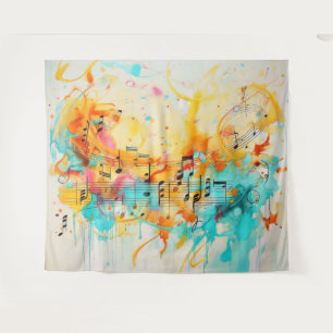 Melody of colours and music notes tapestry