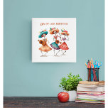 Melody of the Dancing Dead, custom Faux Canvas Print<br><div class="desc">Transform your wall into a vibrant celebration of life and remembrance with this canvas print featuring a delightful illustration of three dancing Catrinas and customisable text! Above or below the cheerful artwork, you can add a family name, a meaningful quote, a special date, or any text you desire to create...</div>