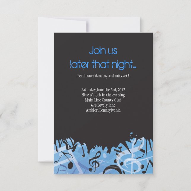 MELODY of the TORAH Bar Bat Mitzvah Party Card (Front)