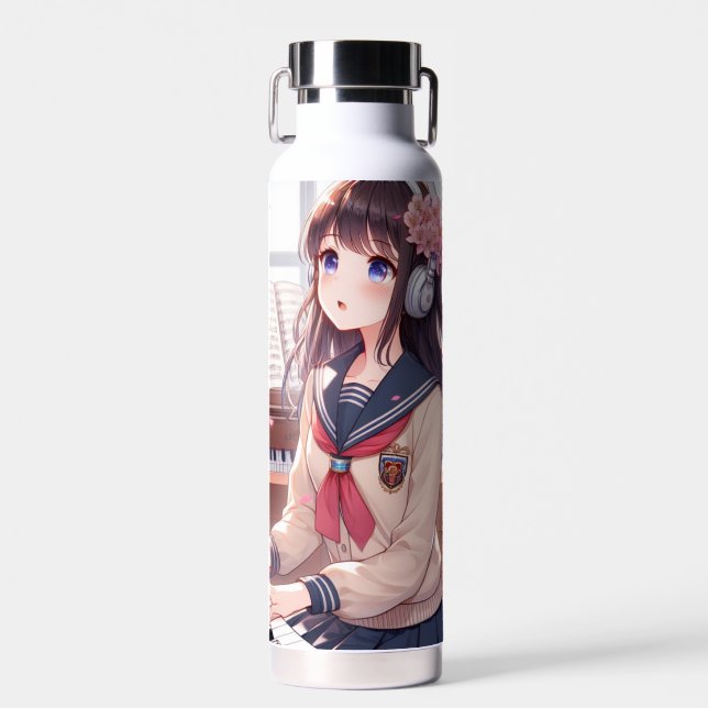 Melody's Path: A Journey Through Music Water Bottle (Front)