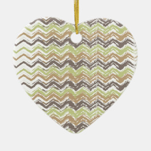 Melon Brandy Scribble ZigZag Pattern Ceramic Ornament