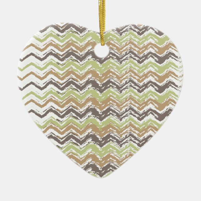 Melon Brandy Scribble ZigZag Pattern Ceramic Ornament (Front)