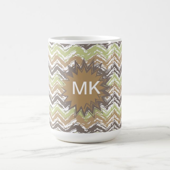 Melon Brandy Scribble ZigZag Pattern Coffee Mug (Center)