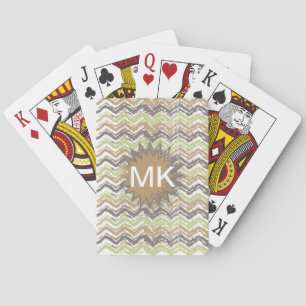 Melon Brandy Scribble ZigZag Pattern Playing Cards