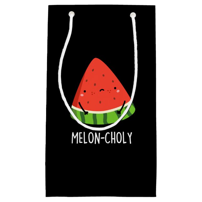 Melon-choly Funny Sad Watermelon Pun Dark BG Small Gift Bag (Front)