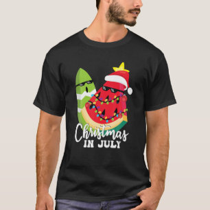 Melon Christmas Tree Christmas In July Cute Pixel T-Shirt