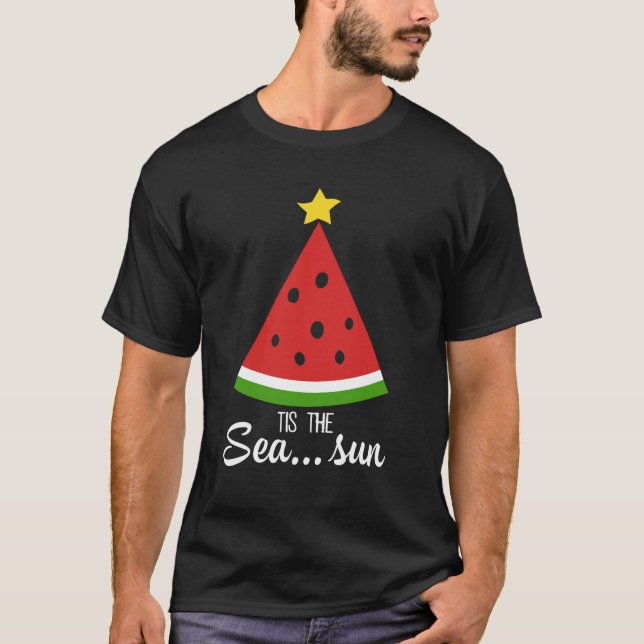 Melon Christmas Tree Tis The Sea T-Shirt (Front)
