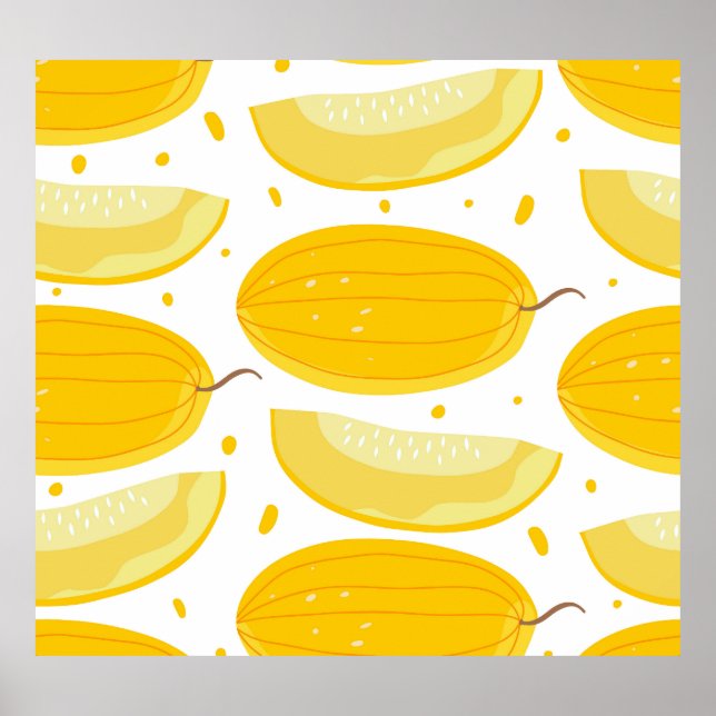 Melon Doodle Fruit Vintage Design Poster (Front)