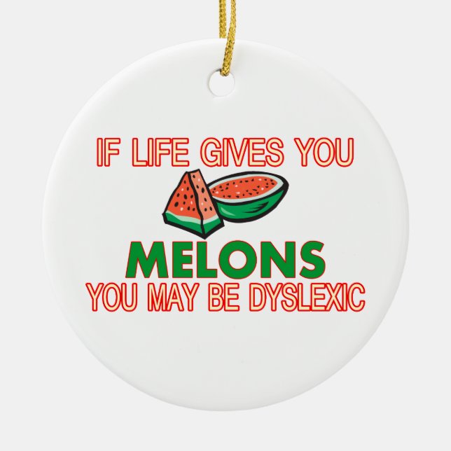 Melon Dyslexia Ceramic Tree Decoration (Front)