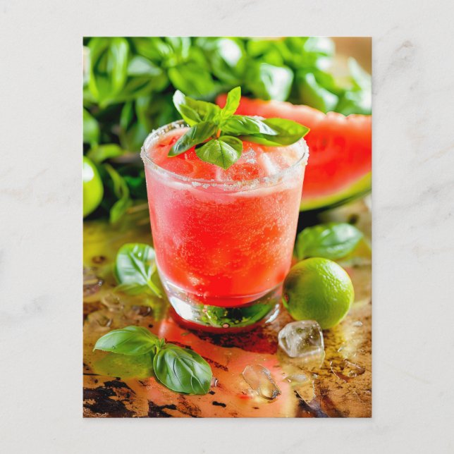Melon Lime Cooler – Summer Cocktail Holiday Postcard (Front)