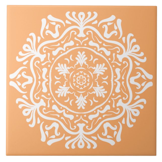 Melon Mandala Ceramic Tile (Front)