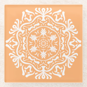 Melon Mandala Glass Coaster