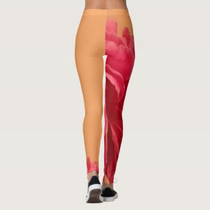 Melon Orange and Hot Pink Floral Leggings