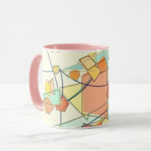 Melon, Pink and Aqua Mid-Century Modern Abstract Mug
