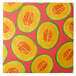 Melon slices watercolor pattern ceramic tile
