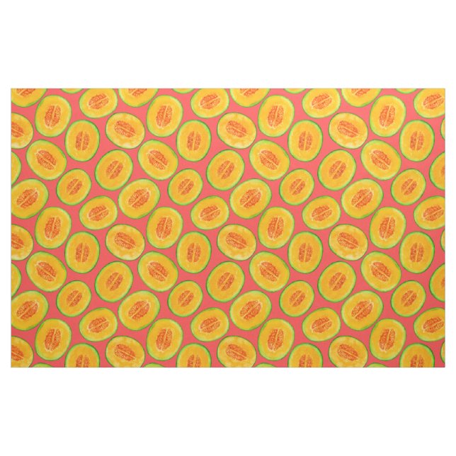 Melon slices watercolor pattern fabric (Fat Quarter)