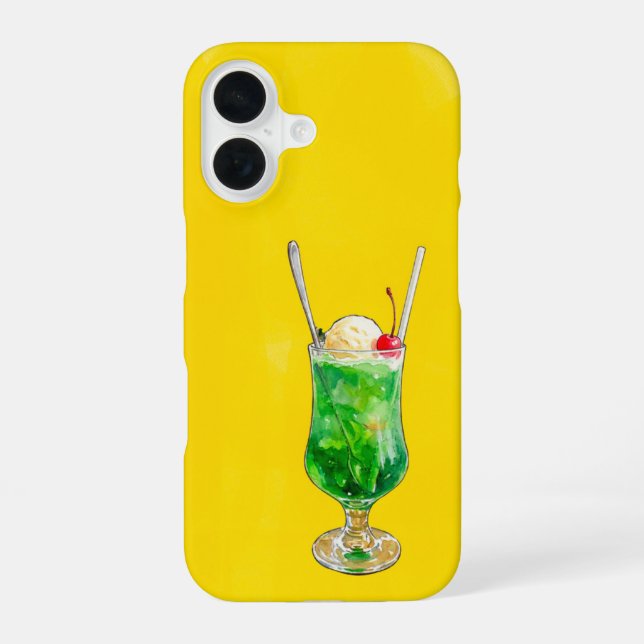 Melon soda float! (Japanese Cream Soda) iPhone 16 Case (Back)