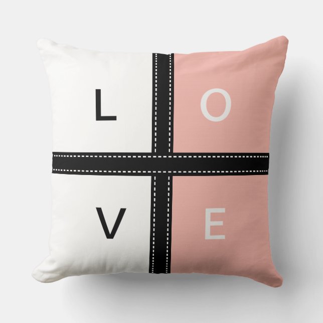 Melon & White Solid Colour Monogram Cushion (Front)