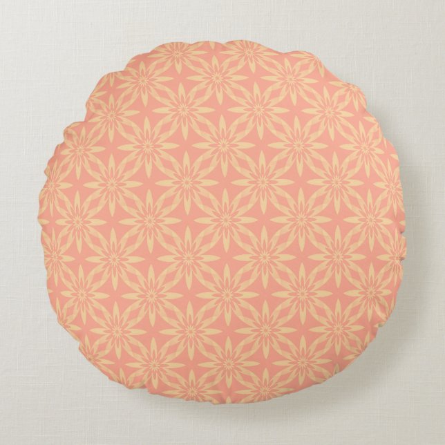 Melon Yellow Flower Seamless Pattern Round Cushion (Front)