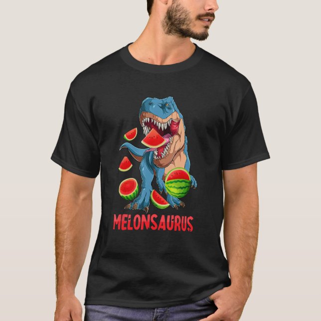Melonsaurus Watermelon Dinosaur Summer Tropical Fr T-Shirt (Front)