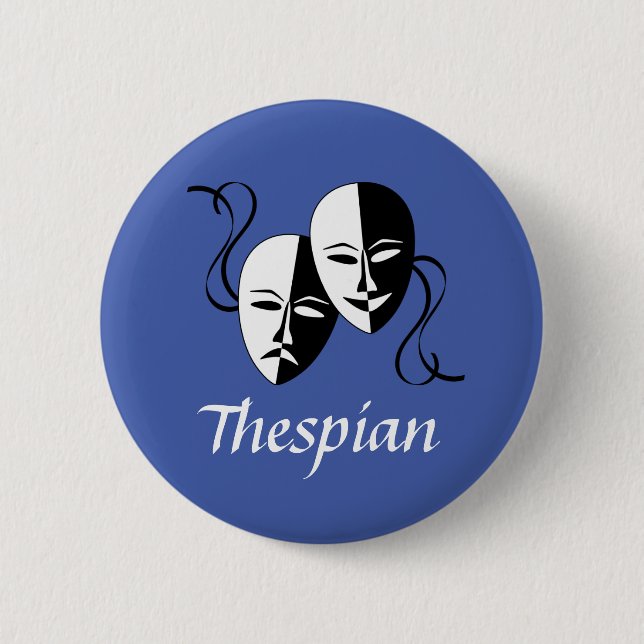 Melpo Thespian Masks  6 Cm Round Badge (Front)